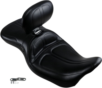 Le Pera Maverick Stitch Foam 2-Up Seat With Backrest 15 Inch Rider Width in Black For 2008-2023 Touring Models (LK-957BR)