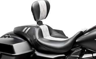 Le Pera Outcast GT Seat With Driver Backrest With White Bel Air Inlay For Harley Davidson 2008-2023 Touring Models (LK-987BRGTWDM)