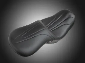 Le Pera Seat Sorrento Full Length Smooth Black Seat For Harley Davidson 2008-2023 Touring Models With Paul Yaffe Razorback Stretched Tank (LK-907RZ)
