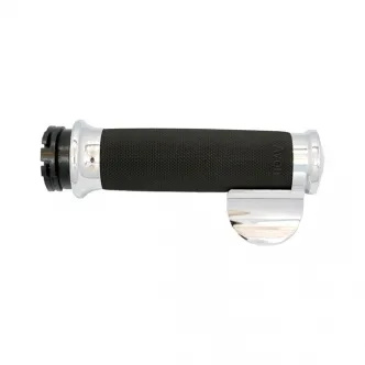 Avon Custom Contour Grips Chrome With Throttle Assist For 1974-2023 Harley Davidson Single And Dual Throttle Cable Models (CC-85-CH-BOSS)