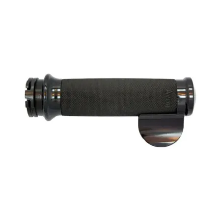 Avon Custom Contour Grips Black Anodized With Throttle Assist For 1974-2023 Harley Davidson Single And Dual Throttle Cable Models (CC-86-ANO-BOSS)