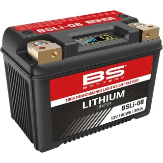 BS Battery BSLi-08 Lithium Battery 300 CCA  For 2004-2025 Sportster / RH Nightster, 2021-2023 Pan America  & 2015-2020 XG Street Models (360108)