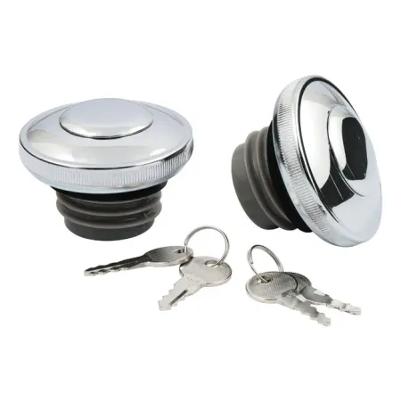 DOSS Gas Cap Set With Lock Without Keyhole Cover in Chrome Finish For 1996-1999 Harley Davidson Models (75-068)