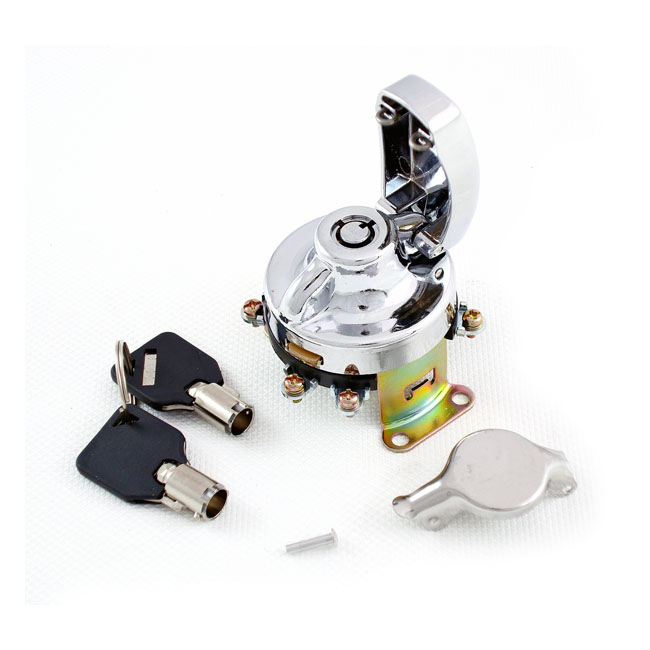 DOSS FL Style 5Pole Round Key Ignition Switch in Chrome Finish For