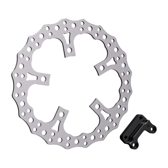 Arlen Ness 13 Inch Left Front Jagged Big Brake Rotor For Harley Davidson 2014-2021 Touring Models With Stock Style Open Center Spoke Mounted Rotor (300-012)