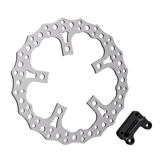 Arlen Ness 13 Inch Right Front Jagged Big Brake Rotor For Harley Davidson 2014-2024 Touring Models With Stock Style Open Center Spoke Mounted Rotor (300-013)