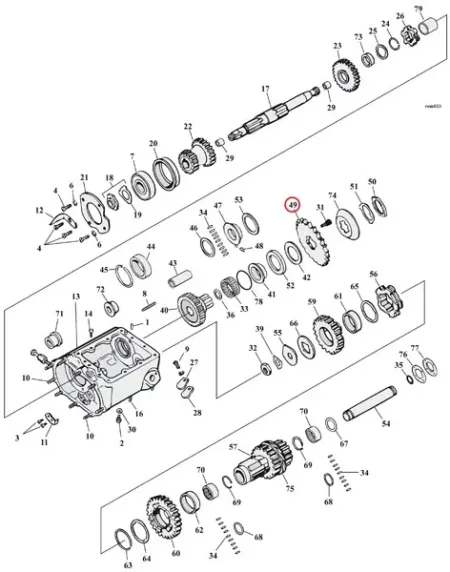DOSS 23 Tooth Transmission Sprocket For Harley Davidson 1937-1979