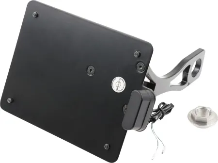 Cult Werk 210x170mm Austria Side Mount License Plate Bracket in Gloss Black Finish For 2015-2017 Dyna Models (HD-DYN014-A)