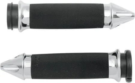 Avon Performance Custom Contour Spike Grips In Chrome For 2008-2024 Harley Davidson E-Throttle Models & 2025 Road King Special/Trike (CC-85-CH-SPK-FL)