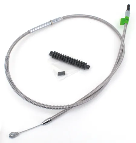 Barnett +14 Inch Clutch Cable 76 Inch Outer Cable Length in Braided Clear Coat Finish For 1987-2006 5-Speed Big Twin Models (102-30-10010+14)