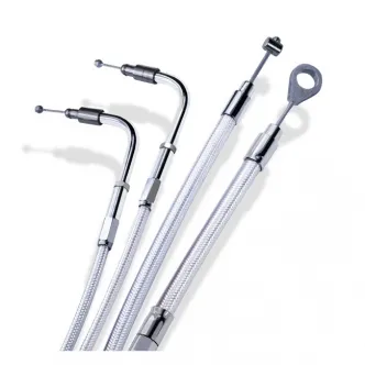 Barnett +4 Inch Clutch Cable 66 Inch Outer Cable Length in Platinum Silver Braided Finish For 1987-2006 5-Speed Big Twin Models (ARM894075)