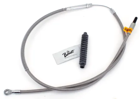 Barnett +10 Inch Clutch Cable 73 Inch Outer Cable Length in Braided Clear Coat Finish For 2006-2021 6-Speed Big Twin Models (Excluding 2008-2016 Touring & All Hydraulic Master Cylinders) (102-30-10036+10)