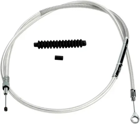 Barnett +16 Inch Clutch Cable 69 Inch Outer Cable Length in Platinum Silver Braided Finish For 1986-2021 All XL Sportster, 2008-2012 XR1200 Models (106-30-10020+16)
