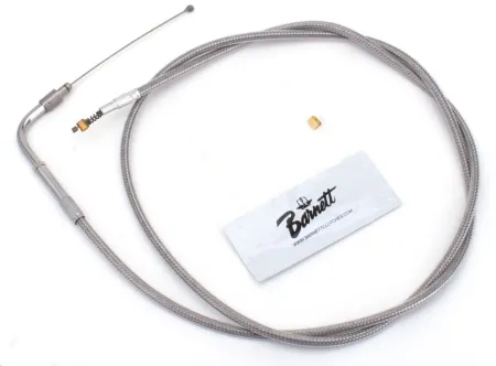 Barnett +4 Inch Idle Cable 36 Inch Outer Cable Length in Braided Clear Coat Finish For 1996-2021 CV Carb/Injection Models (Excluding Cruise Control & Electronic Throttle) (102-30-40015+04)