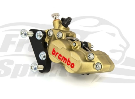 Free Spirits Front Brake Caliper 4 Pot Kit in Gold Finish For Harley Davidson Sportster 2014-Up & 2006-2017 Dyna (203906)