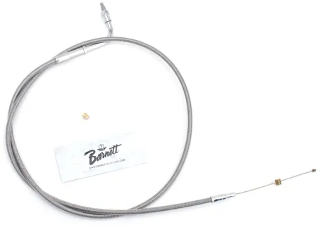 Barnett -4 Inch Throttle Cable 29.5 Inch Outer Cable Length in Braided Clear Coat Finish For 1976-1980 Big Twin & XL Sportster Models (102-30-30901-(-04))