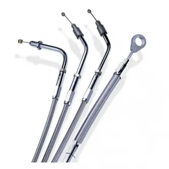 Barnett +12 Inch Throttle Cable 45.5 Inch Outer Cable Length in Braided Clear Coat Finish For 1976-1980 Big Twin & XL Sportster Models (102-30-30901+12)