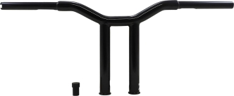 Burly Brand 10 Inch High Dominator Straight 1-1/4 Inch T-Bar Handlebars In Gloss Black For Harley Davidson 1982-2021 Models With Mechanic Or E-Throttle With 3-1/2 Mount Bolt Spacing (B12-6071B)