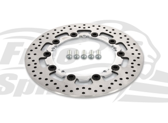 Free Spirits OEM Replacement Front Brake Rotor In Chrome 300mm With Pads For Harley Davidson 2008-Up Dyna Models (203509BC)