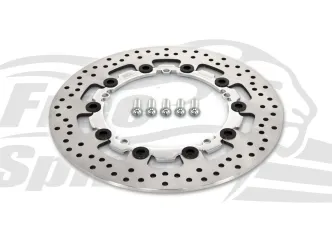 Free Spirits OEM Replacement Front Brake Rotor Chrome 300mm With Pads For Brembo Kits For Harley Davidson 2006-2017 V-Rod & 2008-2009 Touring Models (203509HC)
