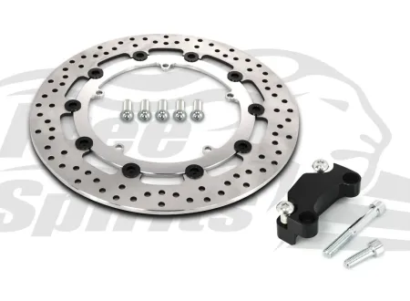 Free Spirits Front Brake Rotor Kit In Chrome 320mm With Pads For Harley Davidson 2008-2016 Dyna Models With Cast Wheels (203715BC)