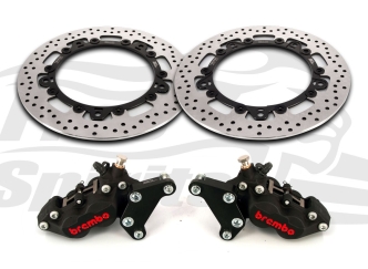 Free Spirits Bolt-in Upgrade Braking Kit With 4 Piston Black Calipers & Rotors 320mm For Triumph Trident 660 Models (303815K)