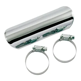 Paughco 14 Inch Long Straight Heat Shield in Chrome Finish For 1-3/4 Inch Exhaust Pipes (625-9)