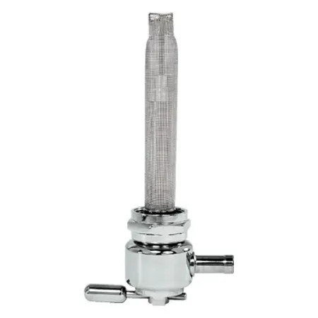 Pingel Round Smooth Power-Flo 22mm & Nut Left Outlet Petcock in Chrome Finish For 1975-2006 BT & XL (Excluding Injection Models), Customs With 1975-Up Style Threaded Tanks (1311-CR)