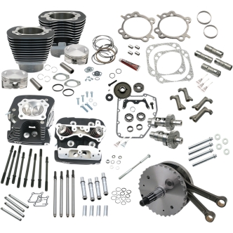 S&S 124 Inch Hot Setup Kit With Silver Heads Finish For 2001-2006 Softail Models (ARM470565)