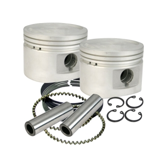 S&S 3-1/2 Inch Replacement Cast Piston Kit +.010 Inch Size For 1984-1999 Evo Big Twin Models (920-0026)