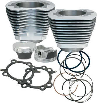 S&S 88 To 97 Inch Big Bore Cylinder & Piston Kit In Silver Finish For 1999-2005 Dyna, 1999-2006 Touring & 2000-2006 Softail With 88 Inch Engine (910-0201)