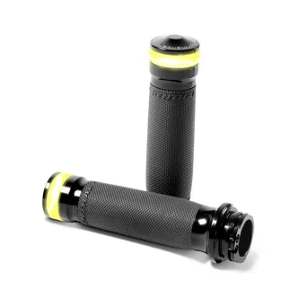 Performance Machine Contour Vision L.E.D. Grips In Black For Harley Davidson 1974-2023 Models With Single Or Dual Throttle Cables (0063-2101M-B)