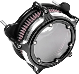 Performance Machine Vision Air Cleaner In Contrast Cut For Harley Davidson CV Carb, 1993-2006 All Big Twin Delphi Injected 2001-2015 Softail, 2004-2017 Dyna (Excluding 2017 FXDLS), 2002-2007 Touring Models (0206-2157-BM)