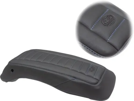 Mustang Saddlebag Lid Covers With Sky Blue Stitching For Harley Davidson 2014-2024 Touring Models (77640SB)