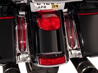 Ciro Filler Panel Lights In Chrome With Red LEDs For Harley Davidson 2014-2021 Touring Models (40050)