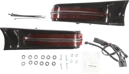 Ciro Filler Panel Lights In Black With Red LEDs For Harley Davidson 2014-2021 Touring Models (40049)
