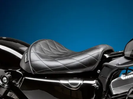 Le Pera Diamond Stitched Bare Bones Seat In Black For Harley Davidson 2004-2022 XL Sportster (Excluding 2007-2009 XL) With 4.5 Gallon Fuel Tank Models (LC-006DM)