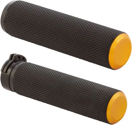 Arlen Ness Knurled Fusion Grips In Gold For 1974-2022 Harley Davidson Single And Dual Throttle Cable Models (07-337)