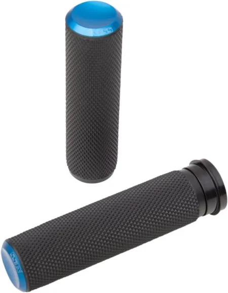 Arlen Ness Grips Knurled Fusion Throttle By Wire In Blue Finish For 2008-2024 Harley Davidson E-Throttle Models & 2025 Road King Special/Trike (07-345)