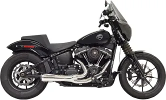 Bassani Short Ripper Road Rage 2 Into 1 Exhaust System In Chrome For Harley Davidson 2018-2024 Softail Street Bob, Low Rider, Slim & Fat Bob Models (1S73)