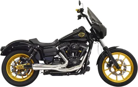 Bassani Ripper Road Rage 2 Into 1 Exhaust System In Chrome For Harley Davidson 2006-2017 Dyna Models (1D6C)