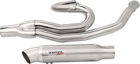 Bassani Mid-Length Road Rage II Hot Rod Turnout 2 Into 1 Exhaust System With Megaphone Muffler In Chrome For Harley Davidson 2007-2016 Touring Models (1F68C)