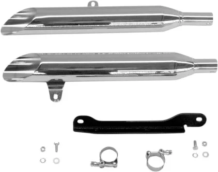 Cobra Slash Cut Tip Slip-On Muffler In Chrome For Yamaha 2008-2013 XV1700 Road Star Models (2171SC)