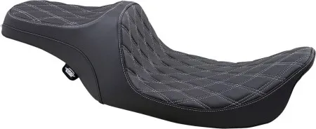 Drag Specialties Predator III Double Diamond Silver Stitched Seat For Harley Davidson 1999-2007 FLHR Road King & 2006-2007 FLHX Street Glide Models (0801-1130)