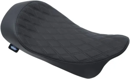 Drag Specialties EZ-On Mount Low-Profile Double Diamond Solo Seat With Black Stitching For Harley Davidson 2008-2023 Touring Models (0801-1152)