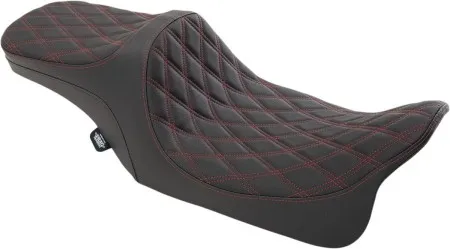 Drag Specialties Predator III Double Diamond Red Stitched 2-Up Seat For Harley Davidson 1999-2007 FLHR Road King & 2006-2007 FLHX Street Glide Models (0801-1310)