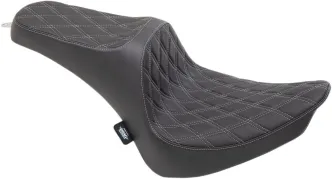 Drag Specialties Predator III Double Diamond Silver Stitched Seat For Harley Davidson 2000-2017 Softail Models (0802-1360)