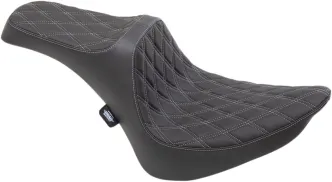 Drag Specialties Predator III Double Diamond Silver Stitched Seat For Harley Davidson 1985-1999 Softail Models (0802-1367)