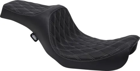 Drag Specialties Predator III Double Diamond Seat In Black With Silver Stitching For Harley Davidson 2006-2017 Dyna Models (0803-0603)