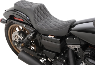 Drag Specialties Predator III Double Diamond Seat In Black With Silver Stitching For Harley Davidson 2006-2017 Dyna Models (0803-0603)